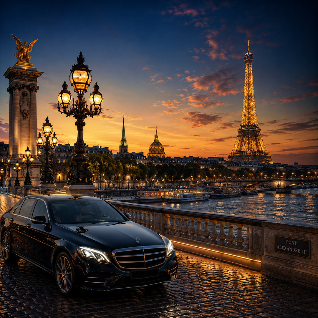 Private chauffeur city tour visiting famous landmarks in Paris