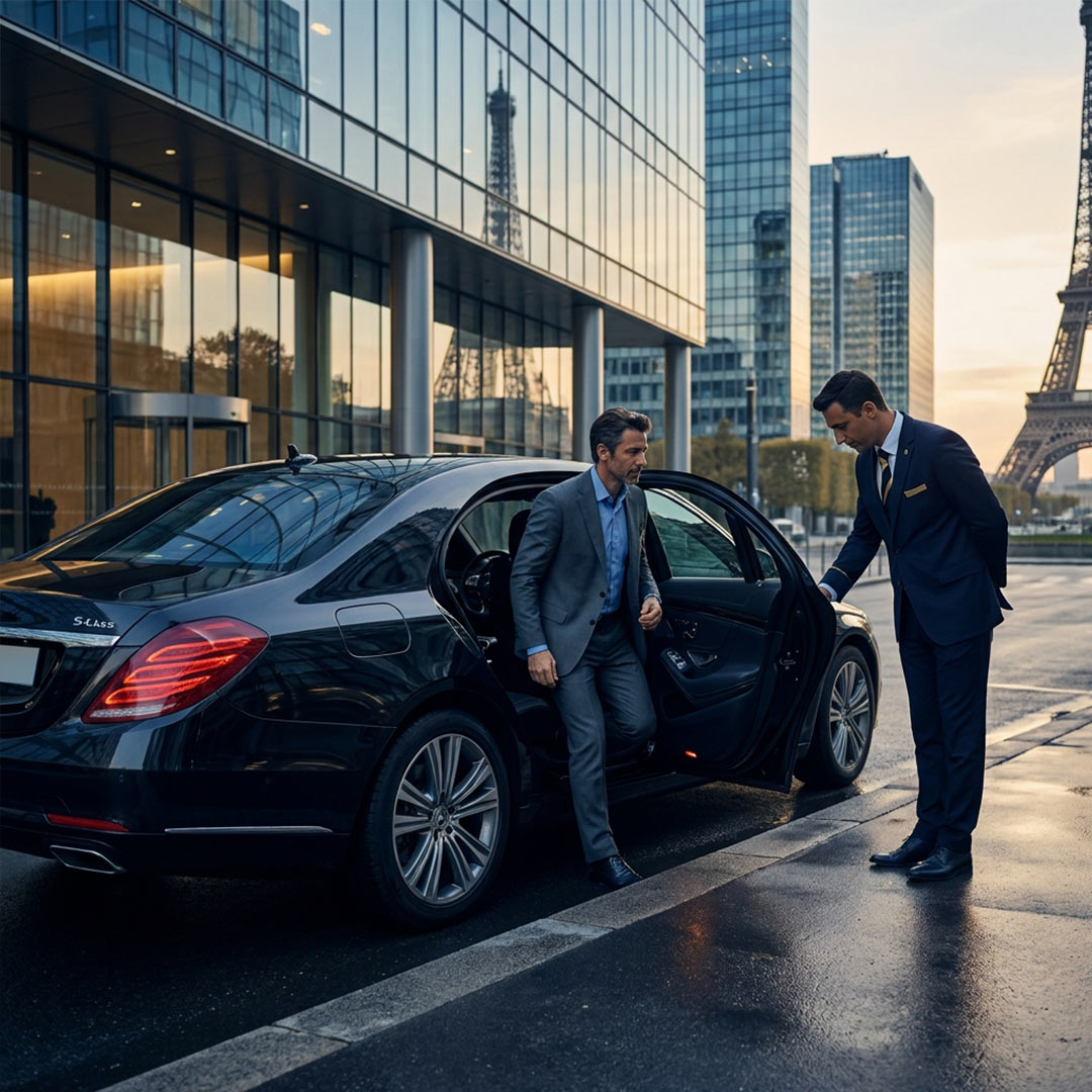 Executive Mercedes chauffeur service for business travel in Paris