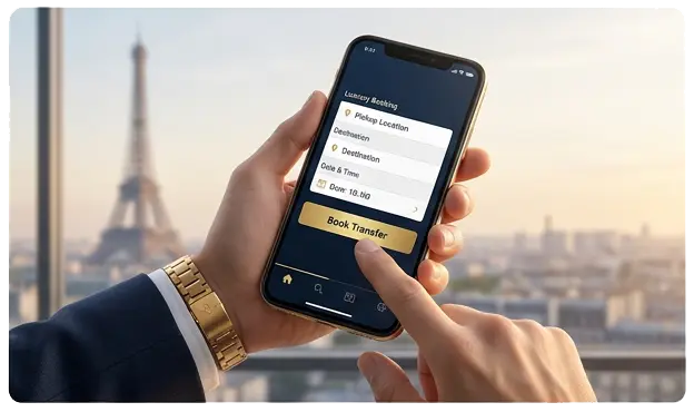 Online booking form for a Paris Airport Transfer